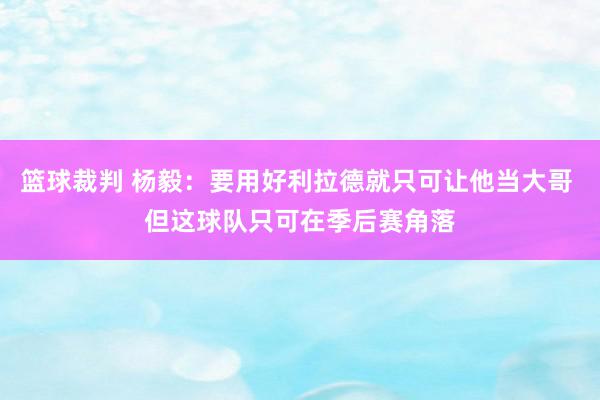 篮球裁判 杨毅：要用好利拉德就只可让他当大哥 但这球队只可在季后赛角落