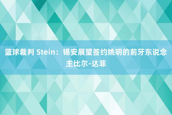 篮球裁判 Stein：锡安展望签约姚明的前牙东说念主比尔-达菲