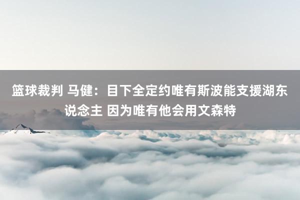 篮球裁判 马健：目下全定约唯有斯波能支援湖东说念主 因为唯有他会用文森特