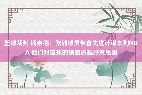 篮球裁判 斯奈德：欧洲球员带着先进计谋来到NBA 他们对篮球的领略逾越好意思国