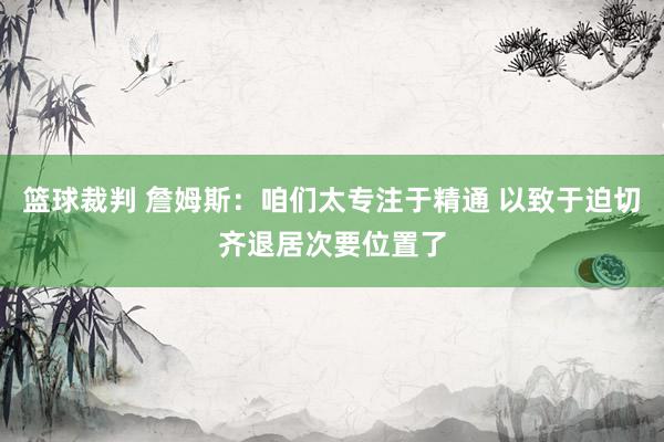 篮球裁判 詹姆斯：咱们太专注于精通 以致于迫切齐退居次要位置了