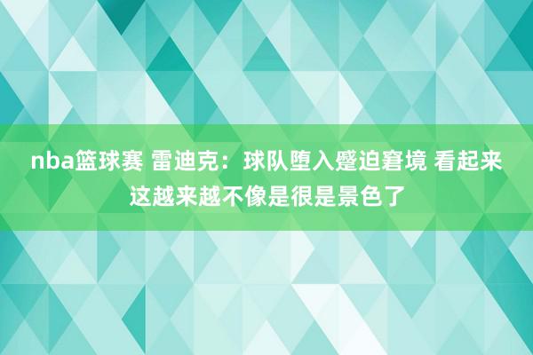 nba篮球赛 雷迪克：球队堕入蹙迫窘境 看起来这越来越不像是很是景色了