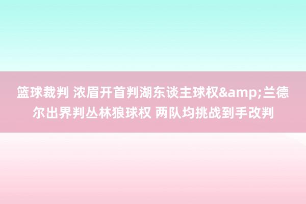 篮球裁判 浓眉开首判湖东谈主球权&兰德尔出界判丛林狼球权 两队均挑战到手改判